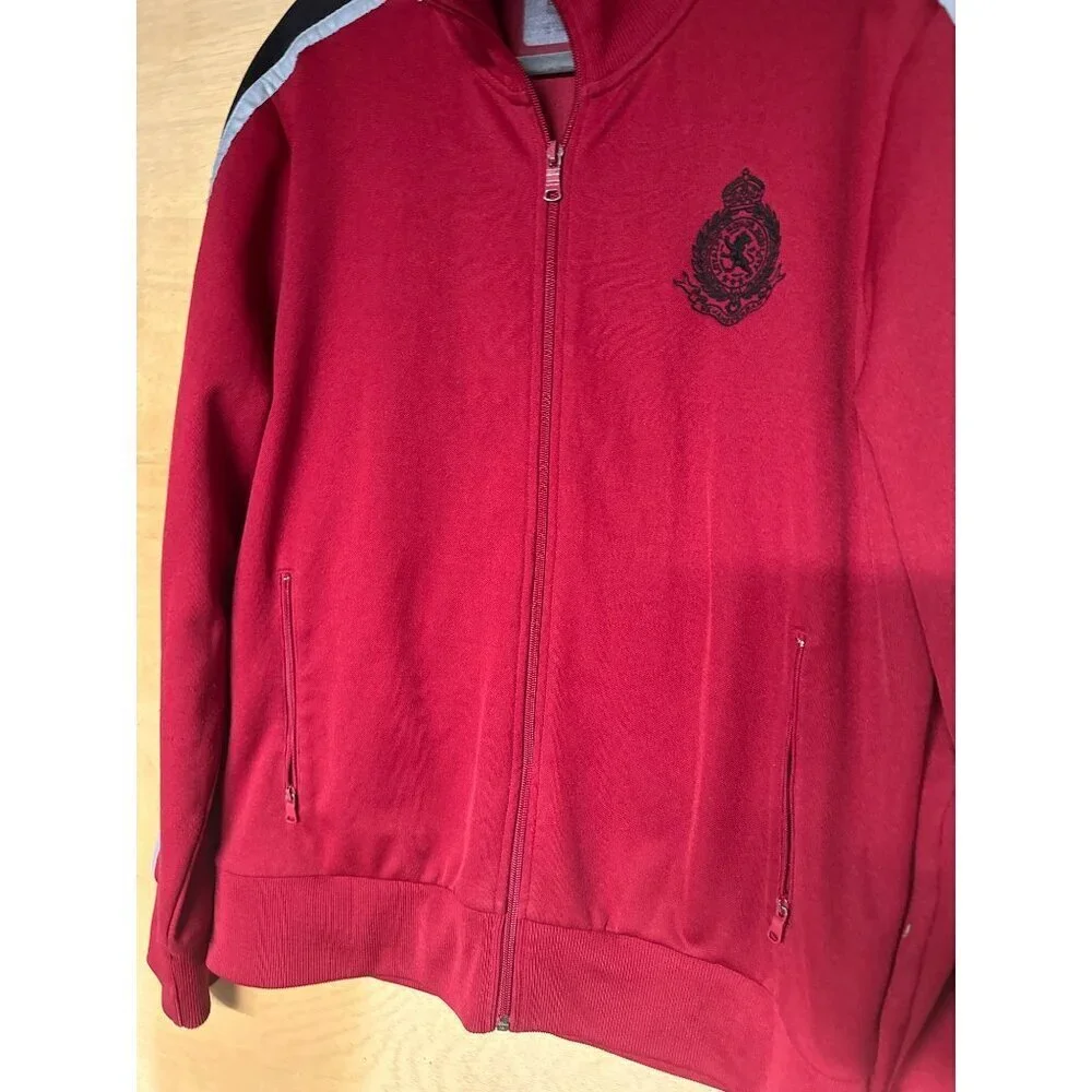 Vintage Express Men’s L Red Zip-Up Hoodie Lion Logo Honor Loyalty Y2K Streetwear